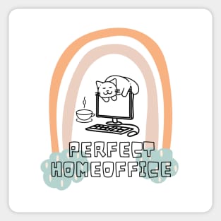 Perfect Homeoffice with Cat and Coffee Sticker